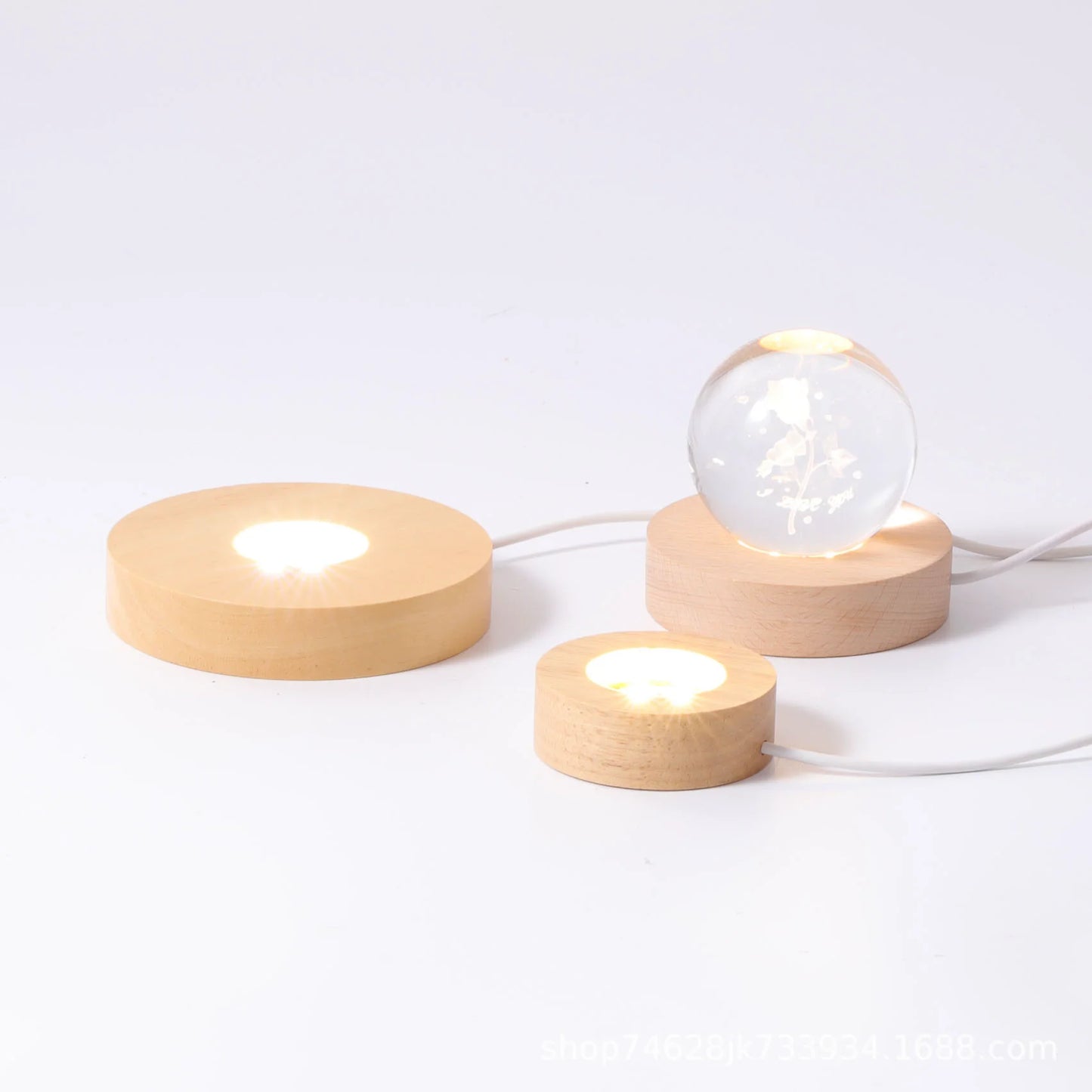 10*10cm LED DIY Night Light Wooden Base USB Port